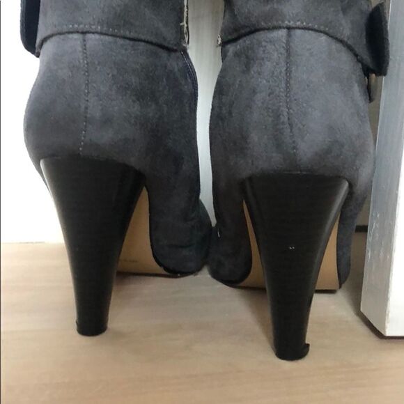 Gray Suede Knee High Boots - Picture 4 of 7